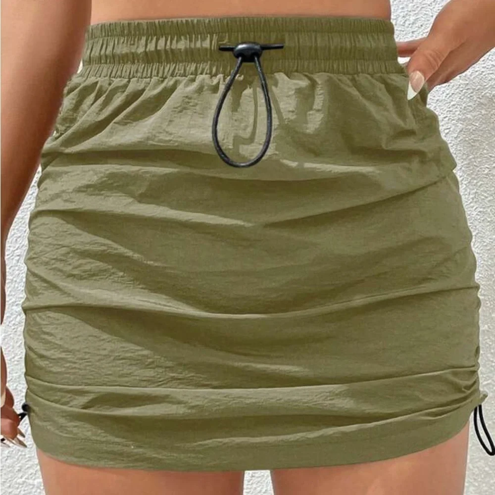 SHEIN EZwear Drawstring Side Ruched Skirt - Picture 3 of 7